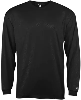 Badger Sportswear 4145 Line Embossed Long Sleeve T Black Line Embossed