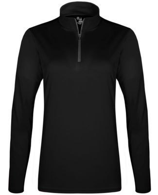 Badger Sportswear 2103 Girls' B-Core Quarter-Zip P in Black/ graphite