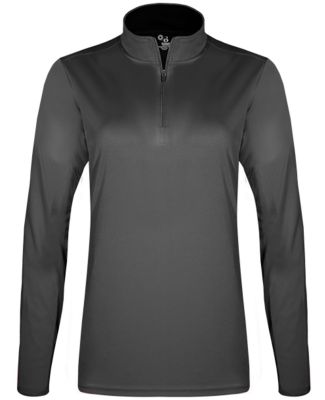 Badger Sportswear 2103 Girls' B-Core Quarter-Zip P in Graphite/ black