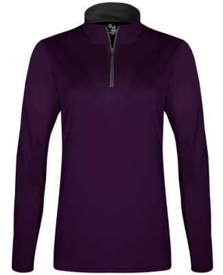 Badger Sportswear 2103 Girls' B-Core Quarter-Zip P in Purple/ graphite