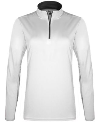 Badger Sportswear 2103 Girls' B-Core Quarter-Zip P in White/ graphite