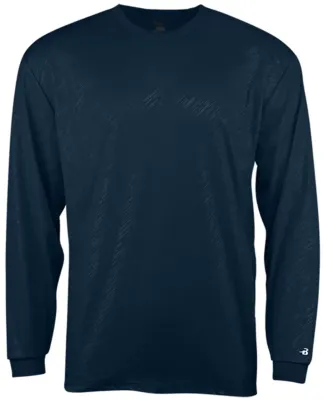 Badger Sportswear 2145 Youth Line Embossed Long Sl Navy Line Embossed