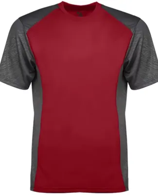 Badger Sportswear 4158 Line Embossed Colorblock T- Red/ Graphite Line