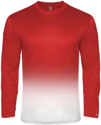Badger Sportswear 2204 Youth Ombre Long Sleeve T-S Red