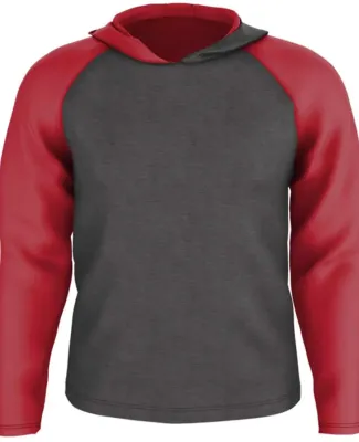 Badger Sportswear GH001A Gameday Hooded Pullover in Charcoal heather/ red