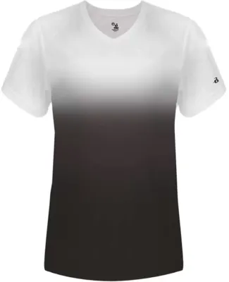 Badger Sportswear 4207 Women's V-Neck Ombre T-Shir Black