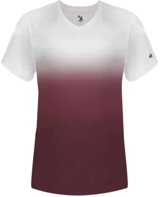 Badger Sportswear 4207 Women's V-Neck Ombre T-Shir Maroon