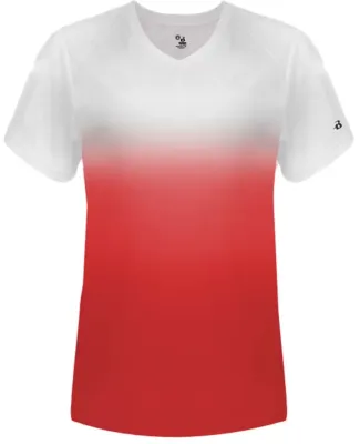 Badger Sportswear 4207 Women's V-Neck Ombre T-Shir Red