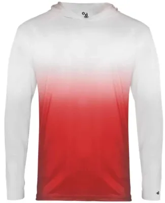 Badger Sportswear 2205 Youth Ombre Long Sleeve Hoo Red
