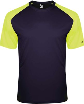 Badger Sportswear 2230 Youth Breakout T-Shirt in Navy/ safety yellow