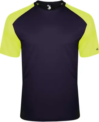 Badger Sportswear 4230 Breakout T-Shirt in Navy/ safety yellow