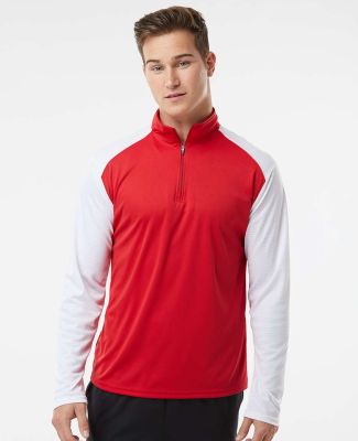Badger Sportswear 4231 Breakout Quarter-Zip Pullov in Red/ white