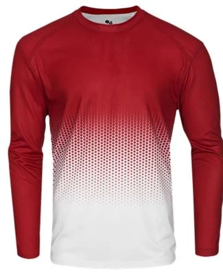 Badger Sportswear 2224 Youth Hex 2.0 Long Sleeve T in Red