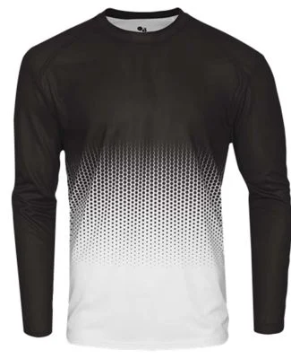 Badger Sportswear 4224 Hex 2.0 Long Sleeve T-Shirt in Black