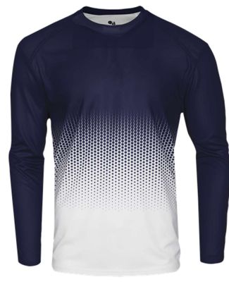 Badger Sportswear 4224 Hex 2.0 Long Sleeve T-Shirt in Navy