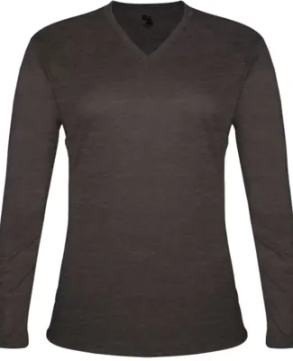 Badger Sportswear 4964 Women's Tri-Blend Long Slee in Black heather