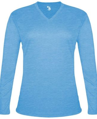 Badger Sportswear 4964 Women's Tri-Blend Long Slee in Columbia blue heather