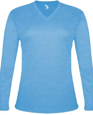 Badger Sportswear 4964 Women's Tri-Blend Long Slee in Columbia blue heather