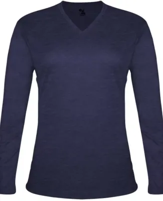Badger Sportswear 4964 Women's Tri-Blend Long Slee in Navy heather