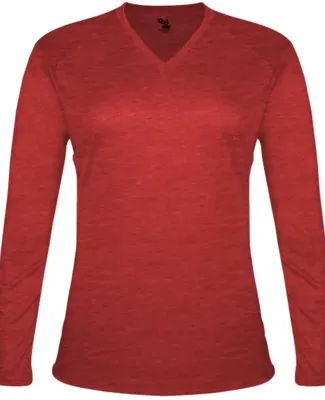 Badger Sportswear 4964 Women's Tri-Blend Long Slee in Red