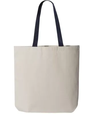 Q-Tees Q4400 11L Canvas Tote with Contrast-Color H in Natural/ navy
