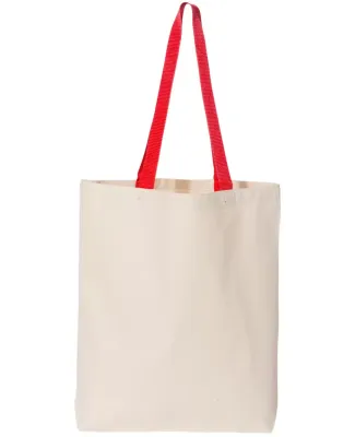 Q-Tees Q4400 11L Canvas Tote with Contrast-Color H in Natural/ red