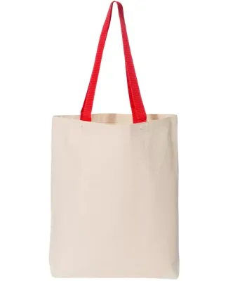 Q-Tees Q4400 11L Canvas Tote with Contrast-Color H Natural/ Red