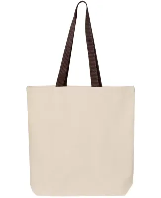 Q-Tees Q4400 11L Canvas Tote with Contrast-Color H in Natural/ chocolate