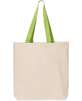 Q-Tees Q4400 11L Canvas Tote with Contrast-Color H Natural/ Lime