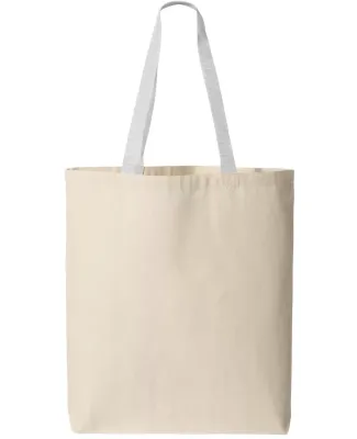 Q-Tees Q4400 11L Canvas Tote with Contrast-Color H in Natural/ white