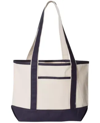 Q-Tees Q125800 20L Small Deluxe Tote Natural/ Navy