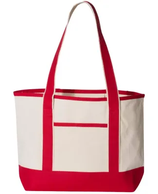 Q-Tees Q125800 20L Small Deluxe Tote Natural/ Red