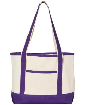 Q-Tees Q125800 20L Small Deluxe Tote Natural/ Purple