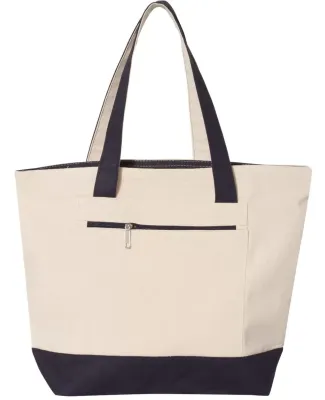 Q-Tees Q1300 19L Zippered Tote Natural/ Navy