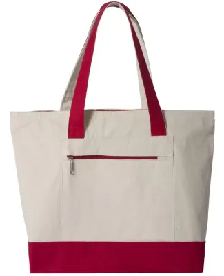Q-Tees Q1300 19L Zippered Tote Natural/ Red
