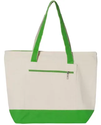 Q-Tees Q1300 19L Zippered Tote Natural/ Lime