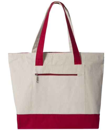Q-Tees Q1300 19L Zippered Tote in Natural/ red