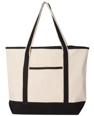 Q-Tees Q1500 34.6L Large Canvas Deluxe Tote Natural/ Black
