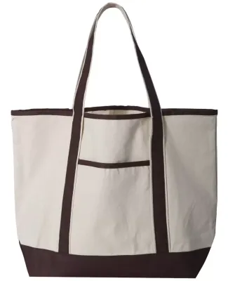 Q-Tees Q1500 34.6L Large Canvas Deluxe Tote Natural/ Chocolate