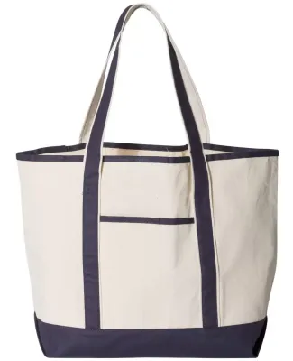 Q-Tees Q1500 34.6L Large Canvas Deluxe Tote Natural/ Navy