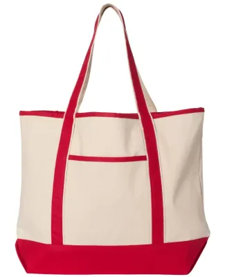 Q-Tees Q1500 34.6L Large Canvas Deluxe Tote Natural/ Red