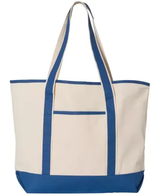 Q-Tees Q1500 34.6L Large Canvas Deluxe Tote Natural/ Royal