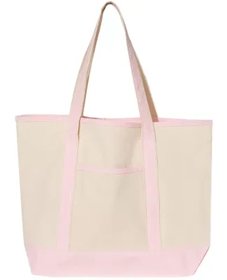 Q-Tees Q1500 34.6L Large Canvas Deluxe Tote Natural/ Light Pink