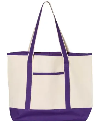 Q-Tees Q1500 34.6L Large Canvas Deluxe Tote Natural/ Purple