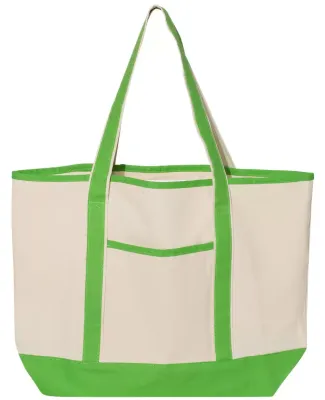 Q-Tees Q1500 34.6L Large Canvas Deluxe Tote Natural/ Lime