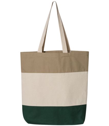 Q-Tees Q125900 11L Tri-Color Tote in Forest/ natural/ khaki