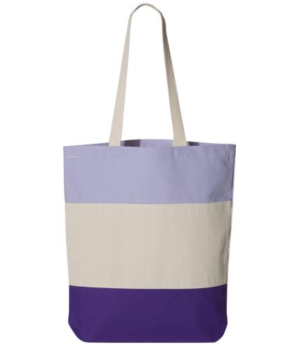 Q-Tees Q125900 11L Tri-Color Tote in Purple/ natural/ lavender