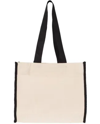 Q-Tees Q1100 14L Tote with Contrast-Color Handles in Natural/ black