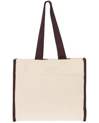 Q-Tees Q1100 14L Tote with Contrast-Color Handles Natural/ Chocolate