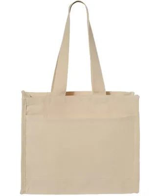 Q-Tees Q1100 14L Tote with Contrast-Color Handles in Natural/ natural